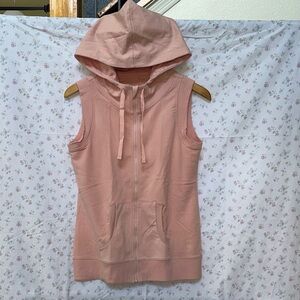 Women's Pink Sleeveless Hoodie